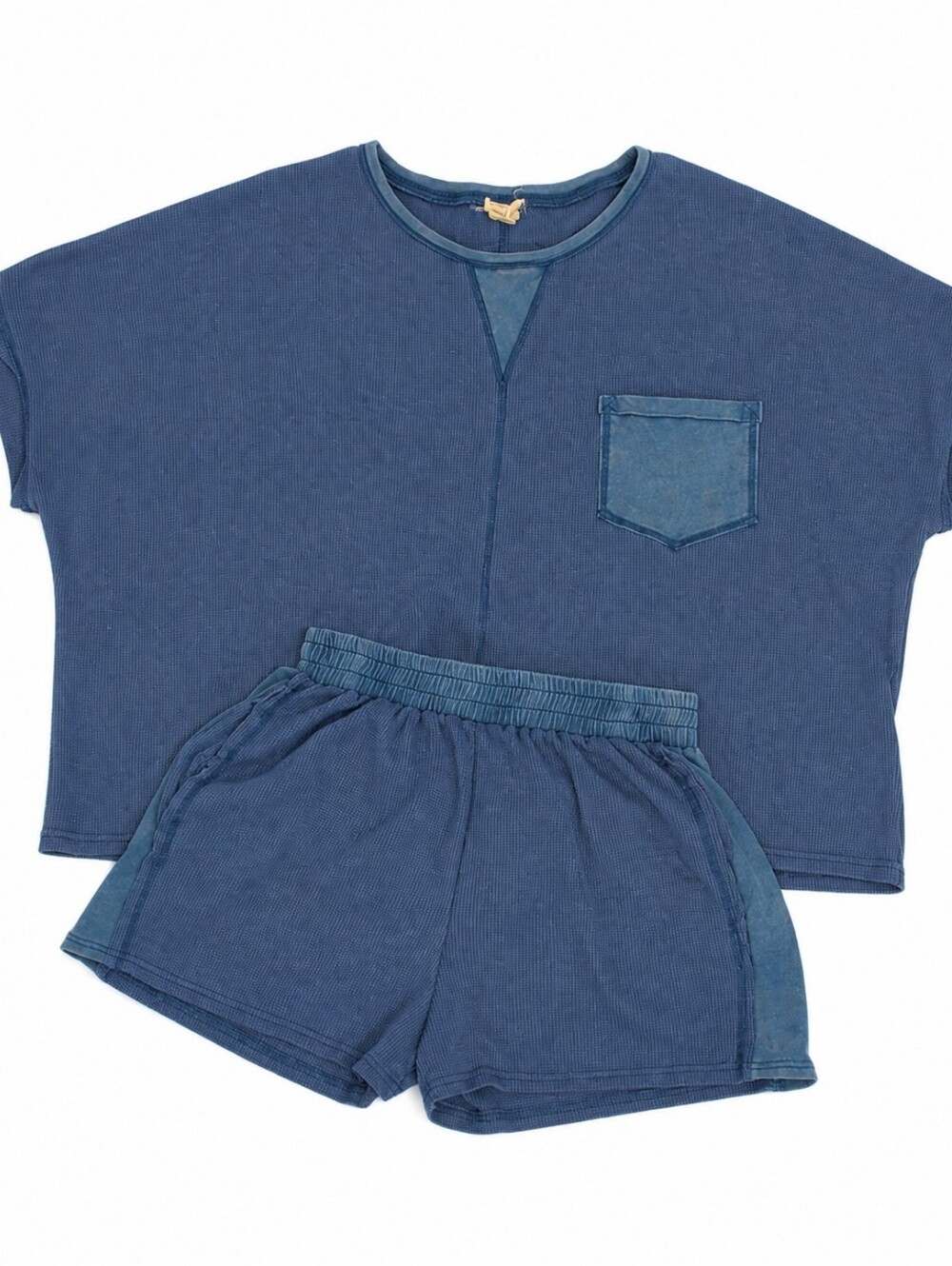Oversize Waffle Knit Distressed Set, Large